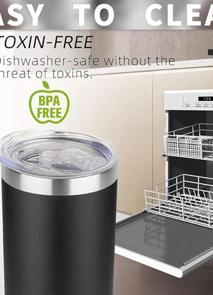 HASLE OUTFITTERS 20 oz Skinny Tumblers Bulk Set, Stainless Steel Insulated Slim Tumblers with Lids, Reusable Double Wall Travel Coffee Mugs, Durable Powder Coated Travel Water Cups(Black, 12)