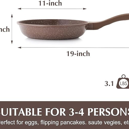 SENSARTE Nonstick Frying Pan Skillet, Granite Coating Omelette Pan, Healthy Stone Cookware Chef's Pan PFOA Free, Toffee Brown (11 Inch)