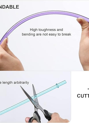 24 PCS, Reusable Straws with 4 Brushes, 10.5" Long Tritan Hard Plastic Straws, 12 Colors Translucent Replacement Drinking for 16OZ-32 OZ Tumblers, Cups, Jars, Stanley, YETI, Starbucks, BPA Free