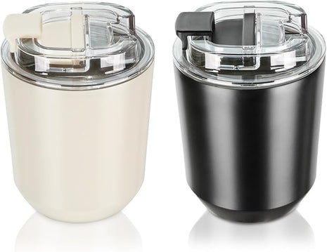 Puraville 2 Pack Insulated Tumblers with Lid, 10 oz Travel Coffee Mug Stainless Steel Vacuum Cup, Leak Proof Double Walled Coffee Tumbler for Iced and Hot Drinks, Black and Cream