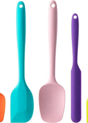 Silicone Spatula Set, 5 Piece Food Grade Rubber Spatulas for Baking, Cooking, and Mixing High Heat Resistant Non Stick Dishwasher Safe BPA-Free (Multicolor)