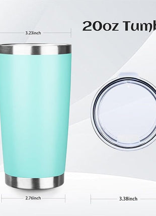 StarSpeed 20oz Tumbler Bulk with Lid, Stainless Steel Insulated Tumblers Double Wall Vacuum Insulated Travel Mug, Powder Coated Coffee Cups for Hot and Cold Drinks(Light Green,1)