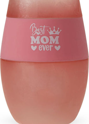 HOST Best Mom Ever Wine Freeze Cooling Cup with Freezing Gel Wine Glasses Mother's Day Gifts for Mom, Mom Birthday Gifts, Gifts for Wife, 8.5 oz, Pink