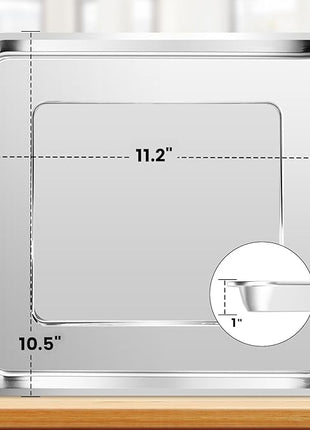 Air Fryer Baking Pan for Nuwave Bravo 12 in 1 21 Qt Air Fryer Toaster Oven, 11.2'' * 10.5'' Air Fryer Grill Pan Grill Plate Crisper Plate Rack Parts Accessories Tray, Stainless Steel