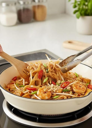 Hamilton Beach Enameled Cast Iron Fry Pan 8-Inch Cream, Cream Enamel Coating, Skillet Pan for Stove Top and Oven