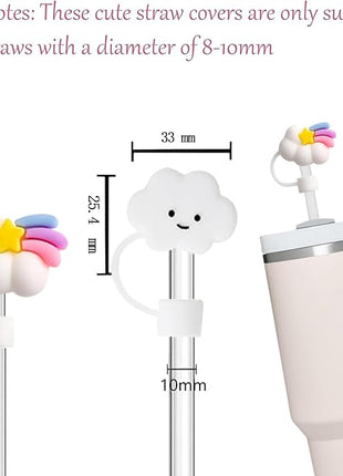 8Pc Straw Cover for Stanley Cup, Silicone Straw Topper for Stanley Cup 30&40oz with Tumblers, 10mm 0.4in Lid Accessories (Reusable)