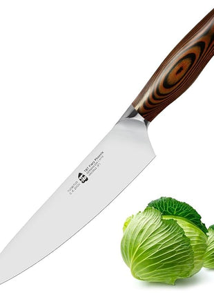 TUO Chef Knife, 8 inch Sharp Kitchen Knife with Pakkawood Handle, High Carbon Steel, Professional for Chopping & Dicing, Gift Box - Fiery Phoenix Series