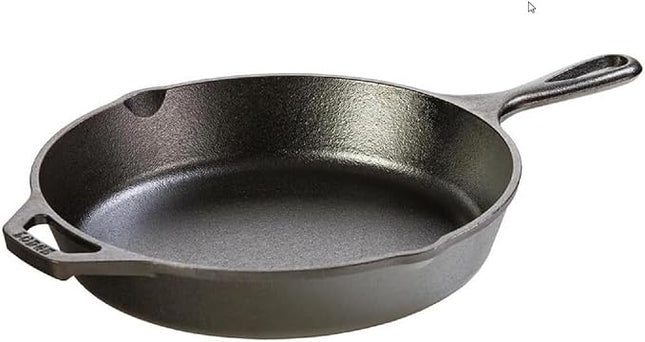 Lodge 10.25 Inch Cast Iron Skillet – Pre-Seasoned Frying Pan with Teardrop Handle – Oven, Stovetop, Grill & Campfire Use – Made in USA – Durable, Non-Toxic, Even-Heating Cookware – Black
