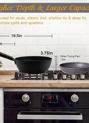 Frying Pan with Lid Skillet Nonstick 10 inch Carbon Steel Wok Pan Woks and Stir Fry Pans for Electric,Induction and Gas Stoves