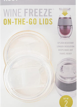 Host Wine Freeze Replacement Lids for Tumblers - Set of 2, Sliding Tab Closure, Travel Cup Lid for Wine Freeze Cooling Cup, Clear