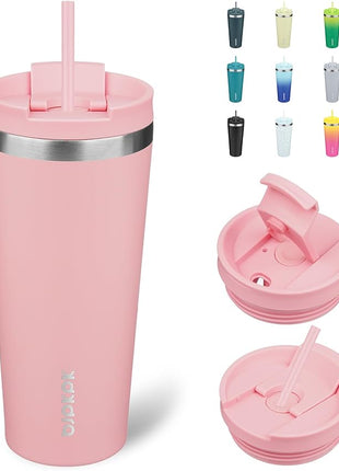 BJPKPK 22oz Tumbler With lid And Straw Stainless Steel Travel Coffee Mug Insulated Tumblers Cups,Light Pink