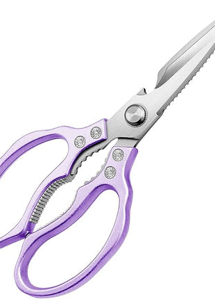 AWinjoy Heavy Duty Sharp Kitchen Scissors, Dishwasher Safe, Cooking Shears for Meat, Chicken, Fish, Poultry, Herb, Bread (Purple)