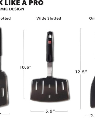 DI ORO Spatulas for Kitchen Use - Forever Warranty - 600°F Heat-Resistant Silicone - Turner Spatula Set for Cooking - BPA Free Wide Pancake Spatulas - Egg Flippers for Nonstick Cookware Safe (3pc)