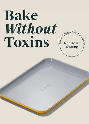 Caraway Nonstick Ceramic Small Baking Sheet (9x13”) – Non-Toxic, PTFE & PFOA Free – Oven Safe – Aluminized Steel Core – Mini Sheet Pan for Baking, Roasting & More - Marigold