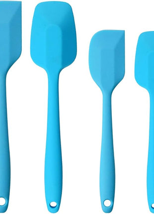 Silicone Spatulas Set, Rubber Spoon Spatula Heat Resistant Spoonula One Piece Design Seamless Spatula Non-Stick Scrapers Baking Mixing Tool (Blue Set)