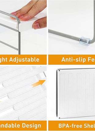 2 Pack Pantry Organization and Storage, Expandable Foil and Plastic Wrap Organizer, Adjustable Kitchen Wrap Organizer Rack for Cabinet, Foil Saran Wrap Holder Shelf for Sandwich Plastic Bags Box,