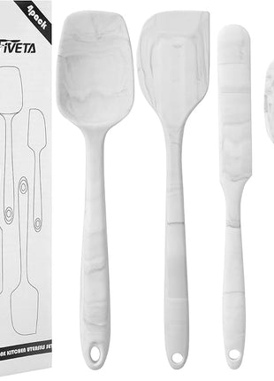 Food Grade Silicone Rubber Spatula Set for Baking,Cooking.High Heat Resistant Non Stick,Dishwasher Safe,Stainless Steel Core Handle,BPA-Free,Marbling set of 4