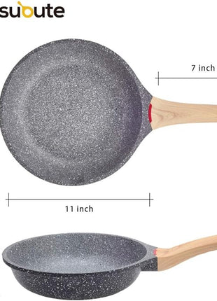 Induction Nonstick Frying Pan,Light Weight Skillet,Healthy Non Toxic Omelet Pan,All Stoves Compatible Egg Pan (grey, 11inch with lid)