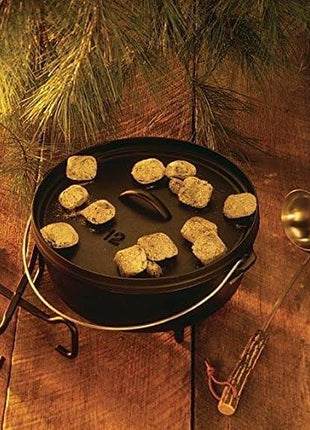 Lodge 6 Quart Pre-Seasoned Cast Iron Camp Dutch Oven with Lid - Dual Handles - Use in the Oven, on the Stove, on the Grill or over the Campfire - Black