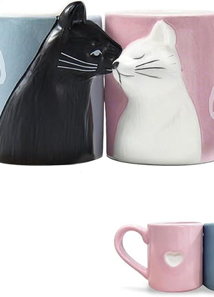 BigNoseDeer Couple Gifts Cute Kissing Cat Mug Matching Couples Stuff Ceramic Coffee Mugs for Wedding Gifts Anniversary Engagement Gift for Couples Cat Lovers 12oz