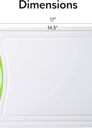 Neoflam 2 Piece Plastic Cutting Board Set, Microban Protection, Stain & Odor Free, Extra Large, BPA Free, Juice Groove, Non Slip, Dishwasher Safe, Easy Grip Handle, White Green
