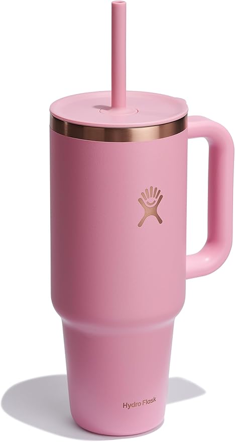 Hydro Flask 40 Oz Travel Tumbler with Handle, Lid and Straw - Insulated Stainless Steel in 40 Oz Primrose Gold