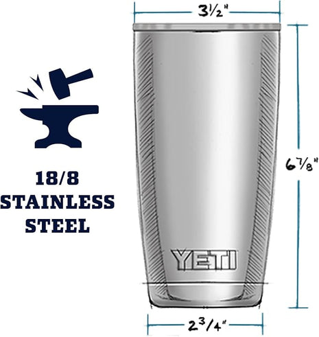 YETI Rambler 20 oz Tumbler Retired Color, Stainless Steel, Vacuum Insulated with MagSlider Lid, Offshore Blue