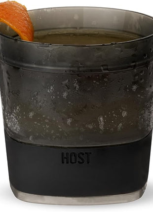 Host Freeze Cooling cup, Old Fashioned Glass with Silicone band for Bourbon, Scotch, and Whiskey, whisky gifts for men, Set of 1, Smoke