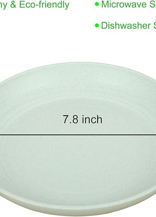 LuckyZone 7.8 Inches Unbreakable Wheat Straw Plates - Reusable Plate Set - Dishwasher & Microwave Safe - Perfect for Dinner Dishes - Healthy, BPA Free & Eco-Friendly (7.8 Inches)