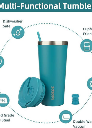 BJPKPK 22oz Tumbler With lid And Straw Stainless Steel Travel Coffee Mug Insulated Tumblers Cups,Laguna