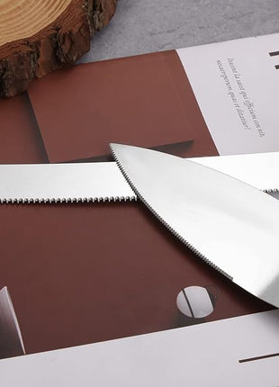 TANG SONG Rustic Style Stainless Steel Wedding Cake Knife and Serving Set Resin Plastic Handle with Artificial Green Leaf shape Design