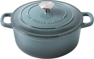 Enameled Cast Iron Covered 5.5 Quart Dutch Oven with Dual Handle, Slateblue