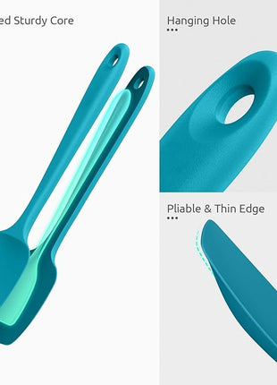 U-Taste Silicone Spoon Spatula Set, 600ºF High Heat Resistant Food Grade Flexible Rubber Scraper, Cooking Mixing Baking Kitchen Utensils Set of 3 (Marrs Green)