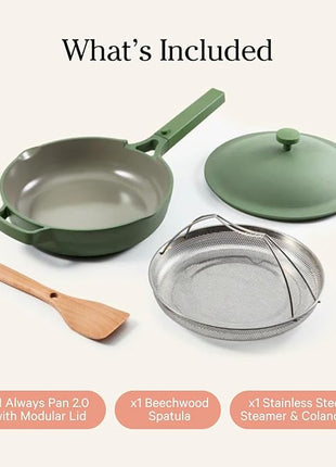 Our Place Always Pan 2.0-10.5” (2.6 Qt) Nonstick, Toxin-Free Ceramic Cookware | Patented 10-in-1 Aluminum Frying & Sauté Pan | Safe for Oven, Induction & All Cooktops up to 450°F | Sage