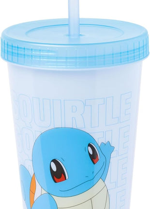 Silver Buffalo Pokémon Boxed 4 pack Color Change Plastic Tumbler Featuring Pikachu, Charmander, Bulbasaur, and Squirtle, 24 Ounces