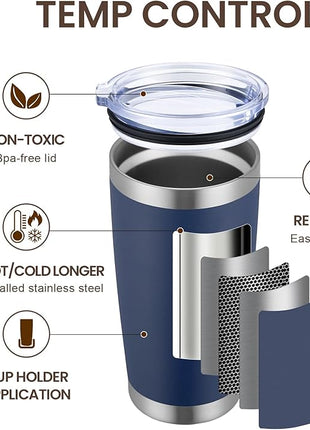 MEWAY 20oz Tumbler 8 Pack Double Wall Vacuum Insulated Travel Mug Bulk, Mix Color Stainless Steel Tumblers with Lid and Straw, Durable Powder Coated Coffee Cups for Cold & Hot Drinks（Color Mix, 8