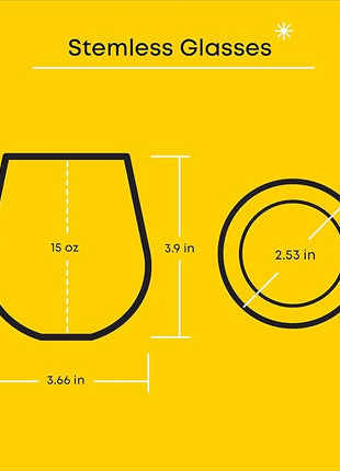 JoyJolt Hello Kitty & Friends Above the Clouds Stemless Drinking Glasses, 15 oz Ombre Glass Cup Set of 4 ft Hello Kitty Keroppi My Melody Pompompurin, Kawaii Kitchen Glassware Sets