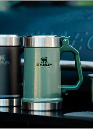 STANLEY Classic Bottle Opener Beer Stein 24 oz | Flip Up Lid and Heavy Duty Handle with Built In Bottle Opener | Insulated Stainless Steel Beer Mug | BPA-Free