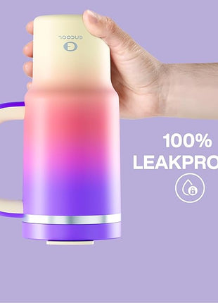 32 oz Tumbler with Handle and Straw: Stainless Steel Insulated Tumbler Keeps Cold for 24 Hours, Leakproof Travel Cup Fits in Cup Holder and BPA-Free, Peach Dream