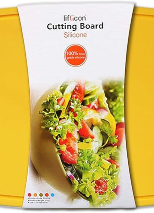 Liflicon Extra Large Thick Silicone Cutting Boards for Kitchen 14.6'' x 10.43'' Flexible Cutting Chopping Boards/Mats Non-slip Deep Drip Juice Groove, Dishwasher Safe-Yellow