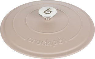 Crock Pot Artisan 7-Quart European Enameled Round Cast Iron Dutch Oven Pot With Lid - Matte Dusty Pink