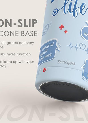 SANDJEST Nurses Tumbler 20oz, Stainless Steel Travel Cup with Lid, Nurse Life Insulated Coffee Mug, Gifts for Women Girls Friends Sisters on Birthday Christmas Nurse Week