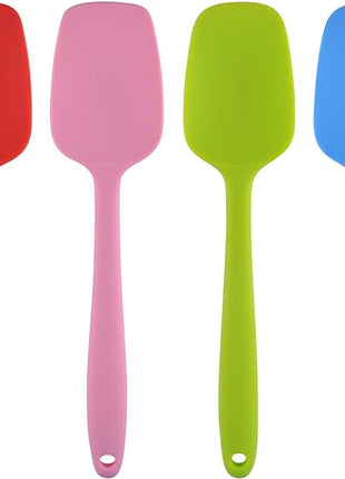 Silicone Spatulas, 10.6 inch Rubber Spoon Spatula Heat Resistant One Piece Design Seamless Non-Stick Spoonulas Flexible Scrapers Baking Mixing Tool (4 Pcs)