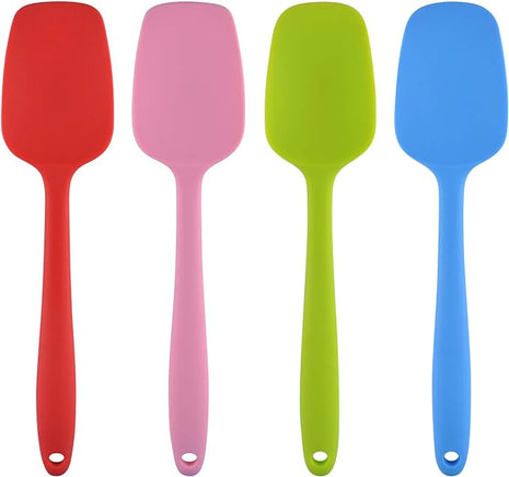 Silicone Spatulas, 10.6 inch Rubber Spoon Spatula Heat Resistant One Piece Design Seamless Non-Stick Spoonulas Flexible Scrapers Baking Mixing Tool (4 Pcs)