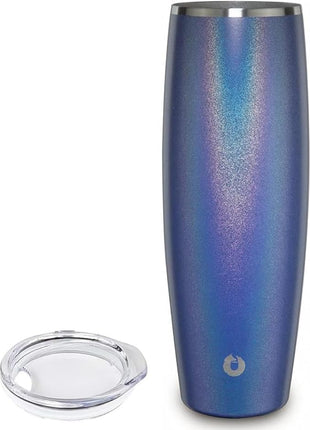 SNOWFOX Premium Vacuum Insulated Stainless Steel Beer Glass With Lid, Home Bar Accessories, Elegant Bartending, Lightweight Pint Glasses, Sleek Drinkware, Frosty Beverages Stay Cold, 23.9oz, Blue