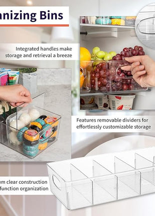 ClearSpace Plastic Pantry Organization and Storage Bins with Removable Dividers – Perfect Kitchen Organization or Kitchen Storage – Refrigerator Organizer Bins, Cabinet Organizers (4 Pack XL)