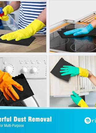 Orighty Black Microfiber Cleaning Cloth, 150 Pack Highly Absorbent Cleaning Supplies, Lint Free Kitchen Towels Cleaning Rags, Microfiber Towels for Cars, House, Window, 12x12 inch