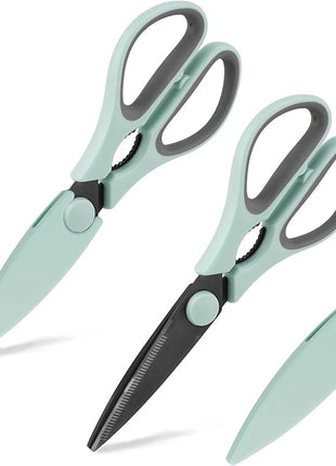 Country Kitchen Kitchen Scissors, Stainless Steel Kitchen Shears, Cooking Scissors for Cutting Meat, Chicken, Herbs and Produce with Blade Cover and Soft Grip Handles, Mint