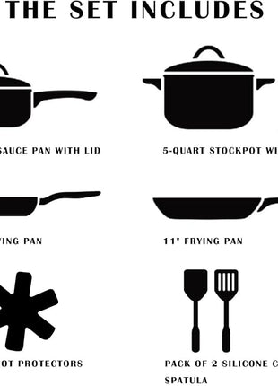 Blue Non Stick Pots and Pans Set, Healthy Ceramic Cookware Set, 12pcs Kitchen Cooking Pots and Frying Sauce Saute Pans Set, PFAS-Free with Kitchen Utensils and Lid