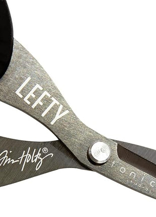 Tim Holtz Left Handed Scissors - 5 Inch Mini Snips with Micro Serrated Blade - Lefty Craft Tool for Cutting Paper, Fabric, and Sewing - Titanium with Black Comfort Grip Handles